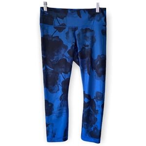 Lululemon Leggings Wunder Under Crop II Blue and Black Floral Print Size 6
